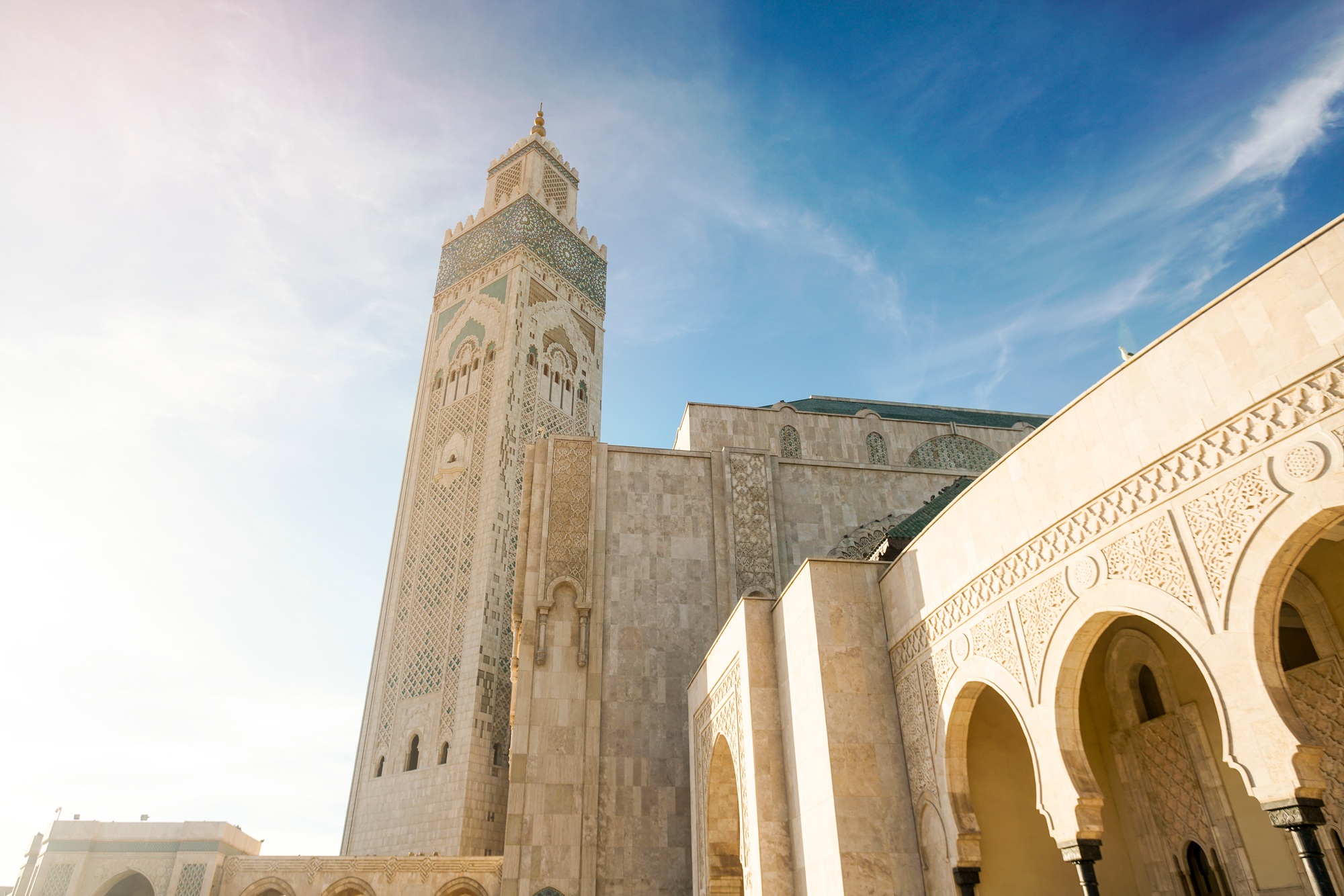 Casablanca Grand Moche mosquewith blue sky in Morocco