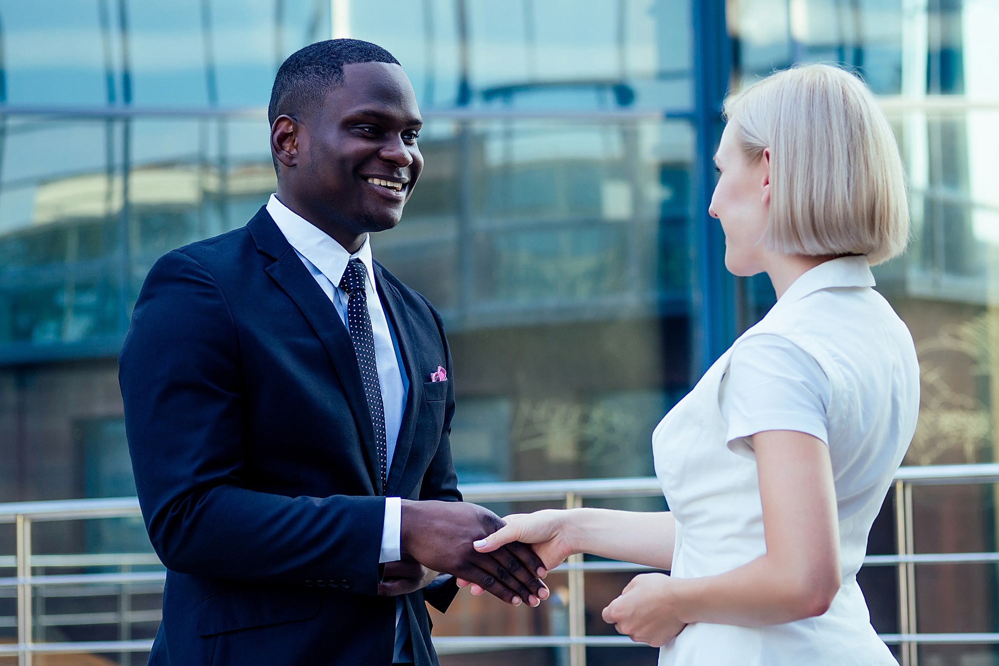 handsome African American man in a black business suit